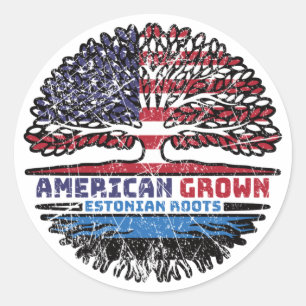 Estonia Estonian American USA Tree Roots Flag Classic Round Sticker