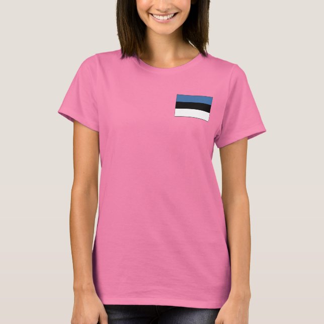Estonia Flag and Map dk T-Shirt (Front)