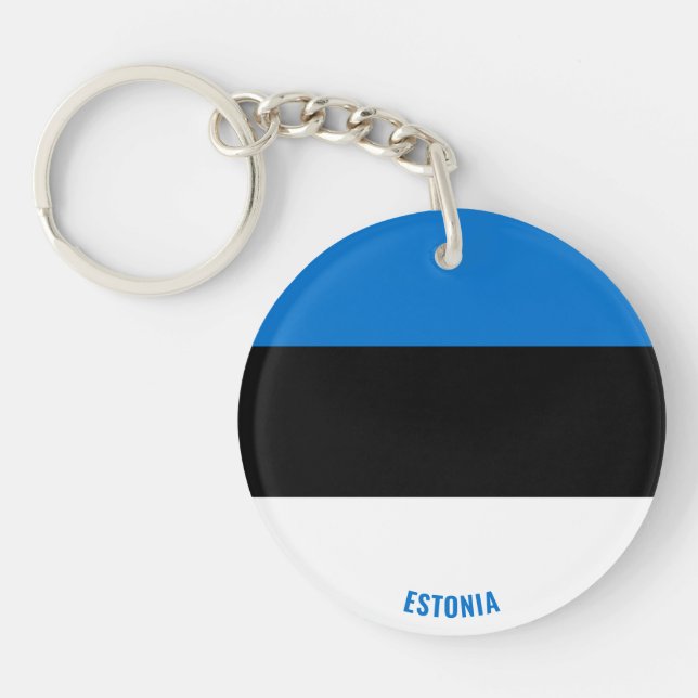 Estonia Flag Charming Patriotic Key Ring (Front)