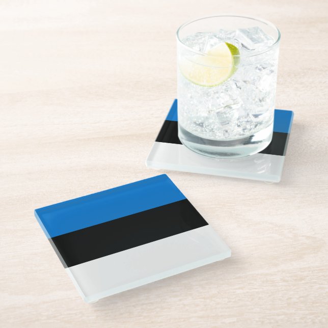 Estonia flag glass coaster (Angled)