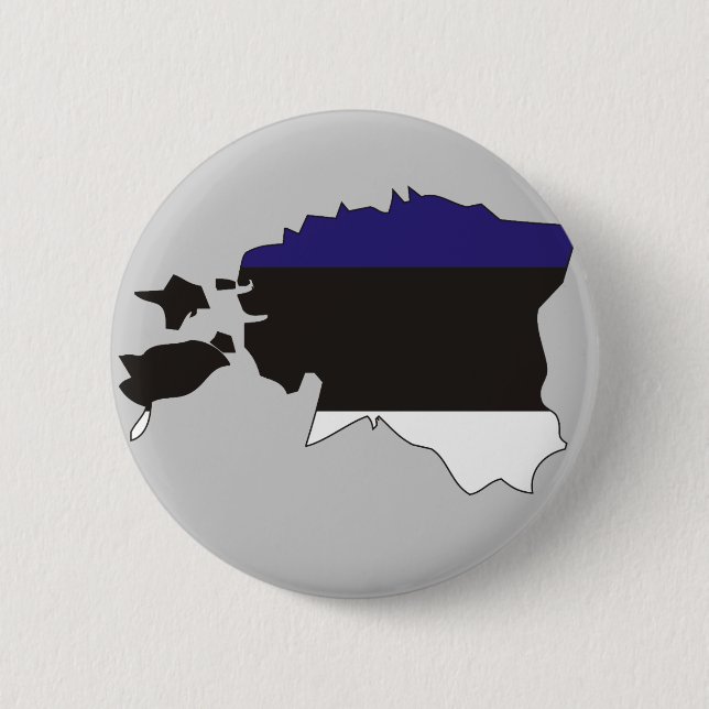 Estonia flag map 6 cm round badge (Front)