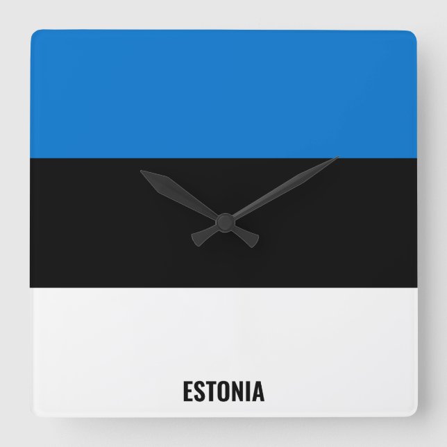 Estonia Flag Patriotic Square Wall Clock (Front)