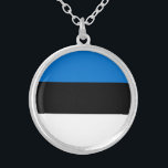 Estonia Flag Silver Plated Necklace<br><div class="desc">Patriotic flag of Estonia.</div>