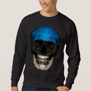 Estonia Flag Skull Estonian Roots Proud Patriotic Sweatshirt