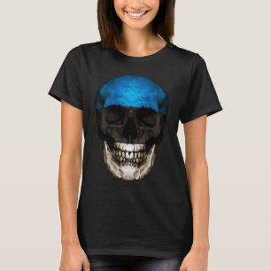 Estonia Flag Skull Estonian Roots Proud Patriotic T-Shirt