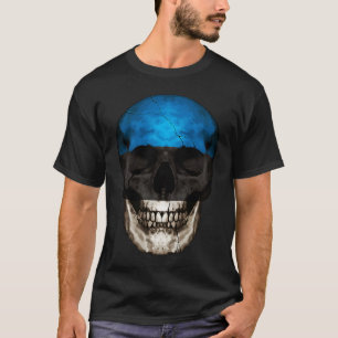 Estonia Flag Skull Estonian Roots Proud Patriotic T-Shirt