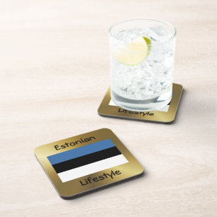 Estonia Flag+Text Coaster
