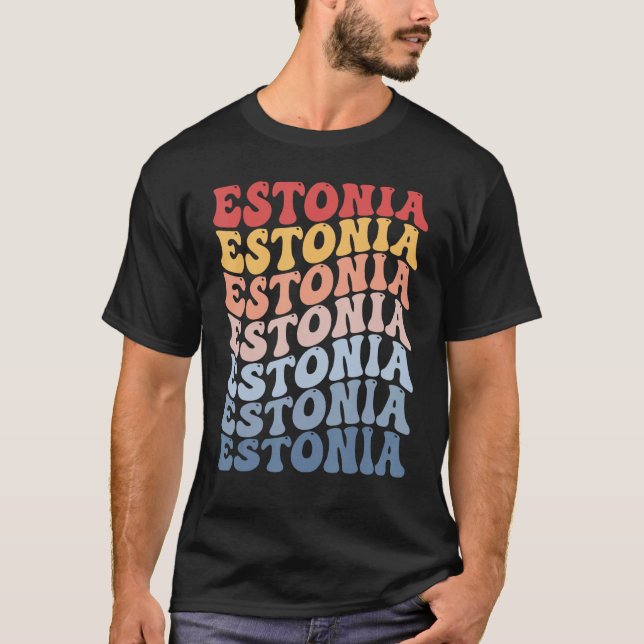 Estonia Groovy Retro Estonian T-Shirt (Front)