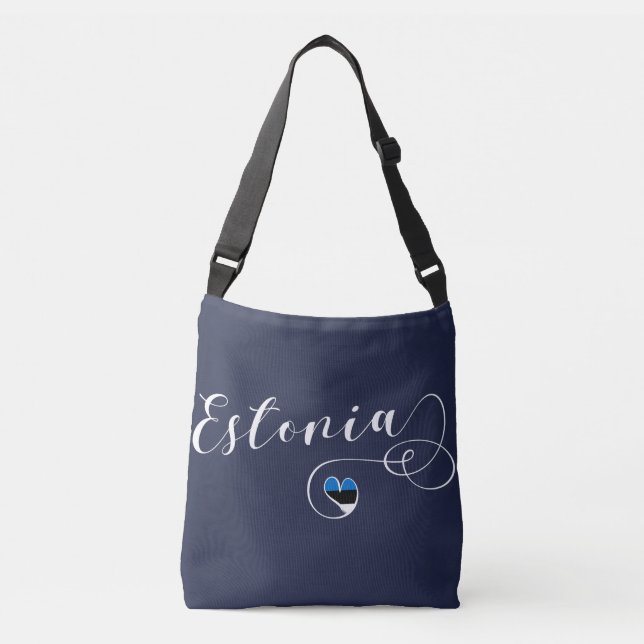 Estonia Heart Bag, Estonian Flag Crossbody Bag (Front)
