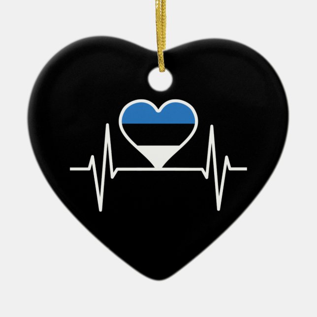 Estonia Heartbeat Estonia Flag Ceramic Tree Decoration (Front)