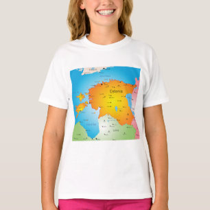 Estonia Map Baltic Country and Cities T-Shirt