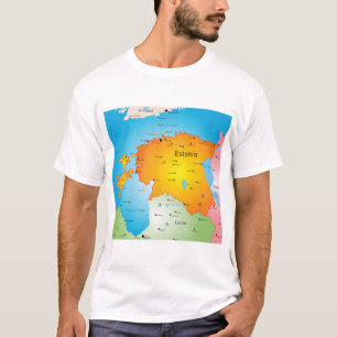 Estonia Map Baltic Country and Cities T-Shirt