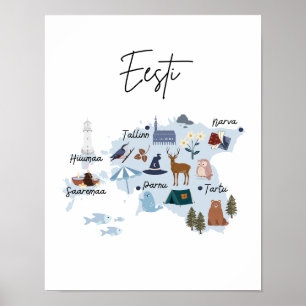 Estonia map poster