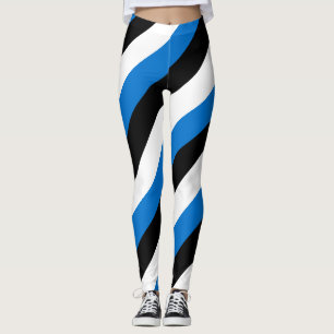 Estonia National Flag Colours Diagonal Striped Leggings