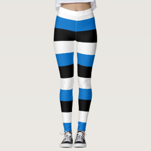 Estonia National Flag Colours Horizontal Striped Leggings