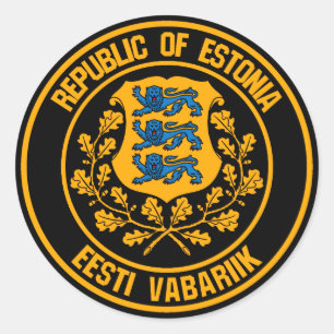 Estonia Round Emblem Classic Round Sticker