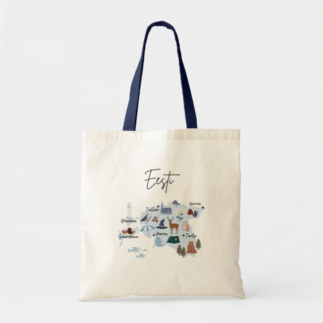 Estonia travel map (two-sided print) tote bag (Front)