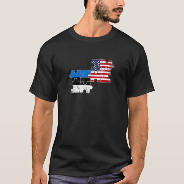 Estonia USA Estonian American Flag T-Shirt (Front)
