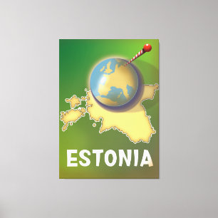 Estonia Vintage travel poster map Canvas Print