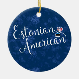 Estonian American Hearts, Christmas Tree Ornament, Ceramic Tree Decoration
