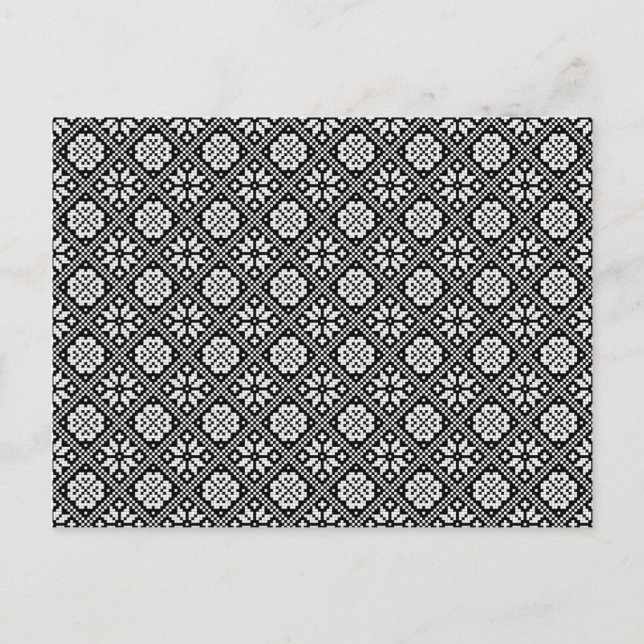 Estonian Black and White Knitting Pattern Postcard (Front)