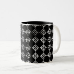 Estonian Black and White Knitting Pattern Two-Tone Coffee Mug
