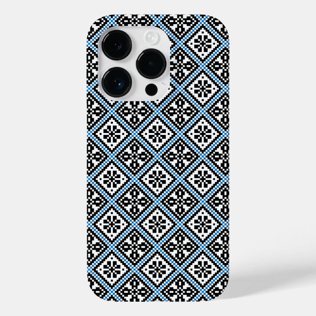 Estonian Blue Black and White Mitten Pattern Case- Case-Mate iPhone Case (Back)