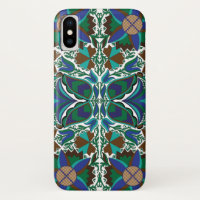 Estonian Blue Vintage folk art pattern with flower