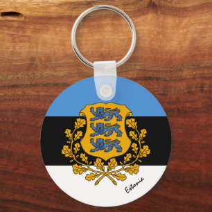 Estonian flag, emblem & Estonia holiday / sports Key Ring