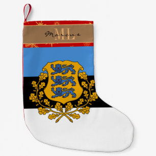 Estonian Flag stocking, Estonia, monogram Small Christmas Stocking