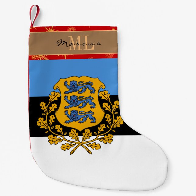 Estonian Flag stocking, Estonia, monogram Small Christmas Stocking (Front)