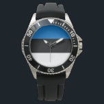Estonian Flag Watch<br><div class="desc">This design features the national flag of Estonia (officially the Republic of Estonia), which is a country on the eastern coast of the Baltic Sea in Northern Europe. It is bordered to the north by the Gulf of Finland across from Finland, to the west by the Baltic Sea across from...</div>