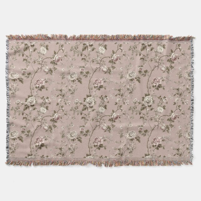 Estralaia Dusty Rose Pink Throw Blanket (Front)