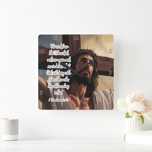 esus: Died, Rose, Eternal Hope Square Wall Clock (Home)