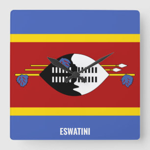 Eswatini Flag Dazzling Patriotic Square Wall Clock