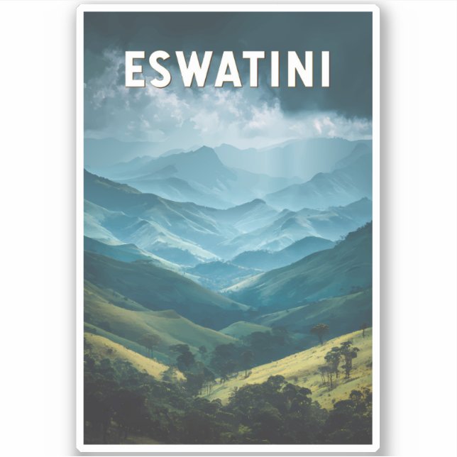 Eswatini Illustration Travel Art Vintage (Front)