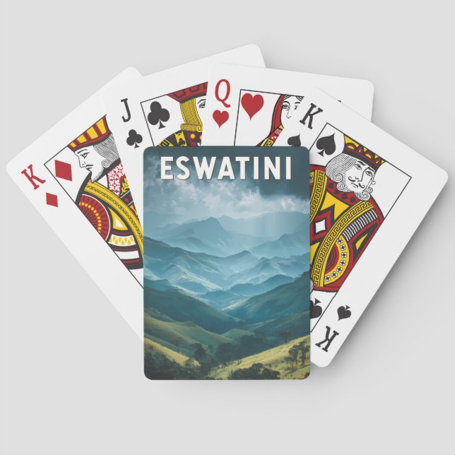 Eswatini Illustration Travel Art Vintage Playing Cards (Back)