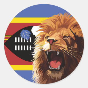 Eswatini Lion Swazi National Animal Flag Classic Round Sticker