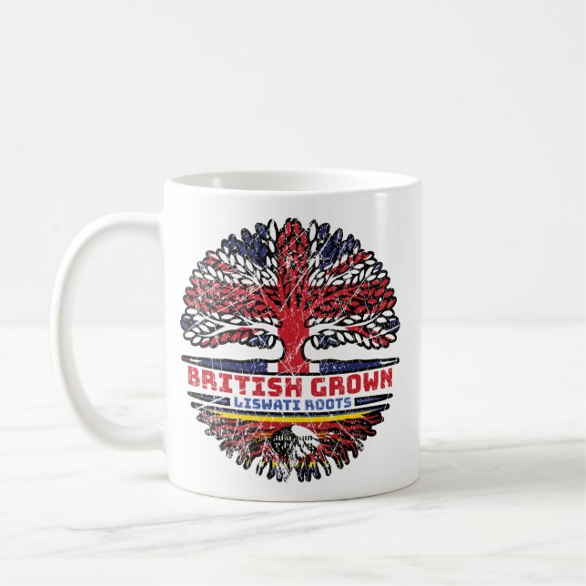 Eswatini Liswati British UK Tree Roots Flag Coffee Mug (Left)