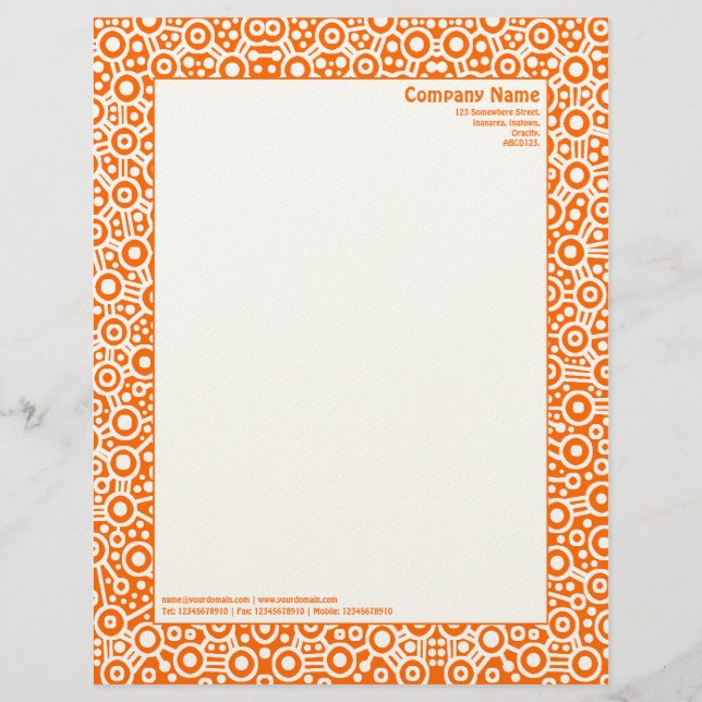 ET Circuity - Orange (on "Felt" Paper) Customized Letterhead (Front)