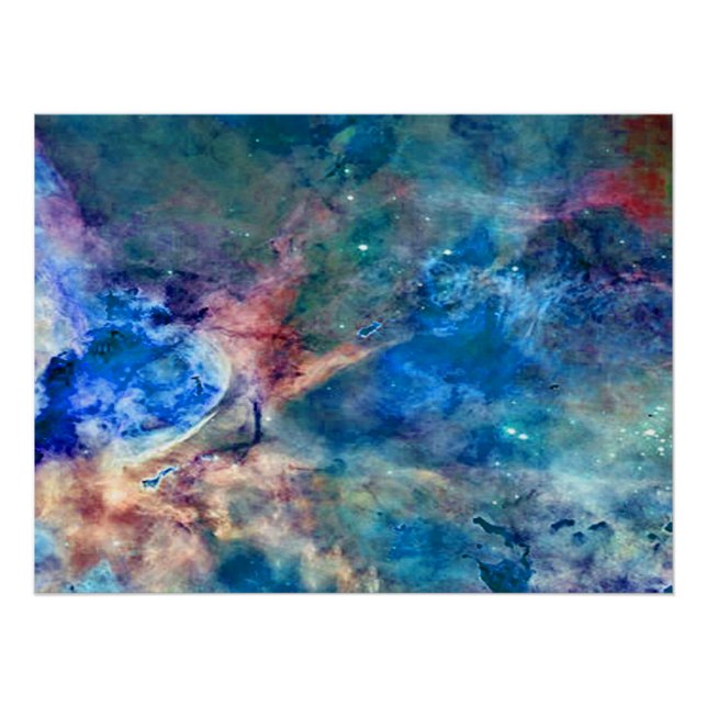 Eta Carinae Nebula Enhanced Blue Poster (Front)