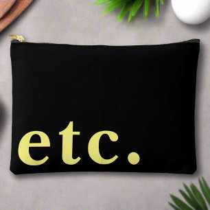 etc. Elegant Black & Yellow Bold Typography  Accessory Pouch