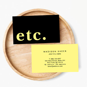 etc. Elegant Black & Yellow Bold Typography Business Card