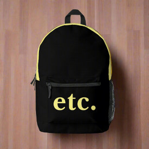 etc. Trendy Black & Yellow Bold Typography  Printed Backpack