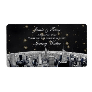 Etch NYC Skyline 2 Black Gold Star H Water Bottle