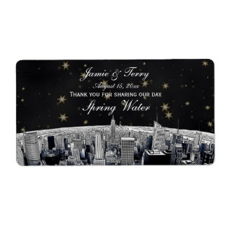 Etch NYC Skyline 2 Black Gold Star H Water Bottle