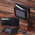 Etched Box & Black Script Men's Leather Wallet