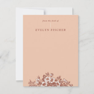 Etched Floral Illustration Stationery - Orange