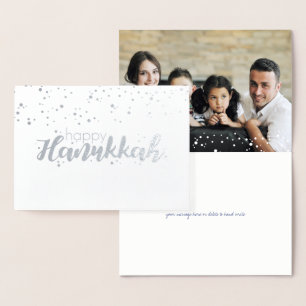 Etched Foil Happy Hanukkah Snow Bubbles Photo Card