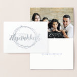 Etched Foil Happy Hanukkah Snow Bubbles Photo Card<br><div class="desc">Stylish and cute Happy Hanukkah Snow Bubbles Holiday Photo Card is perfect for all your friends and family this holiday season.  Customise the text with your family name and the year and swap out the picture for a photo of your kids,  pet,  or the whole family.</div>